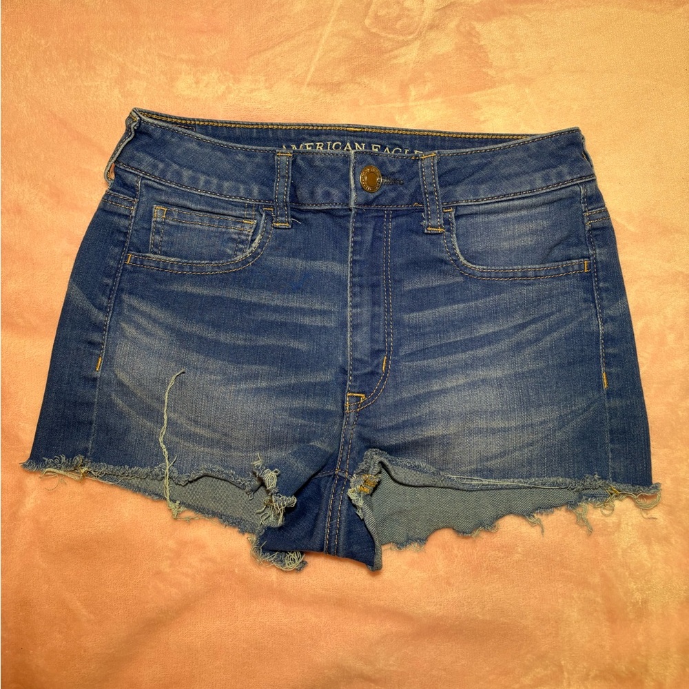 American Eagle Outfitters Women's Distressed Blue Jean Shorts